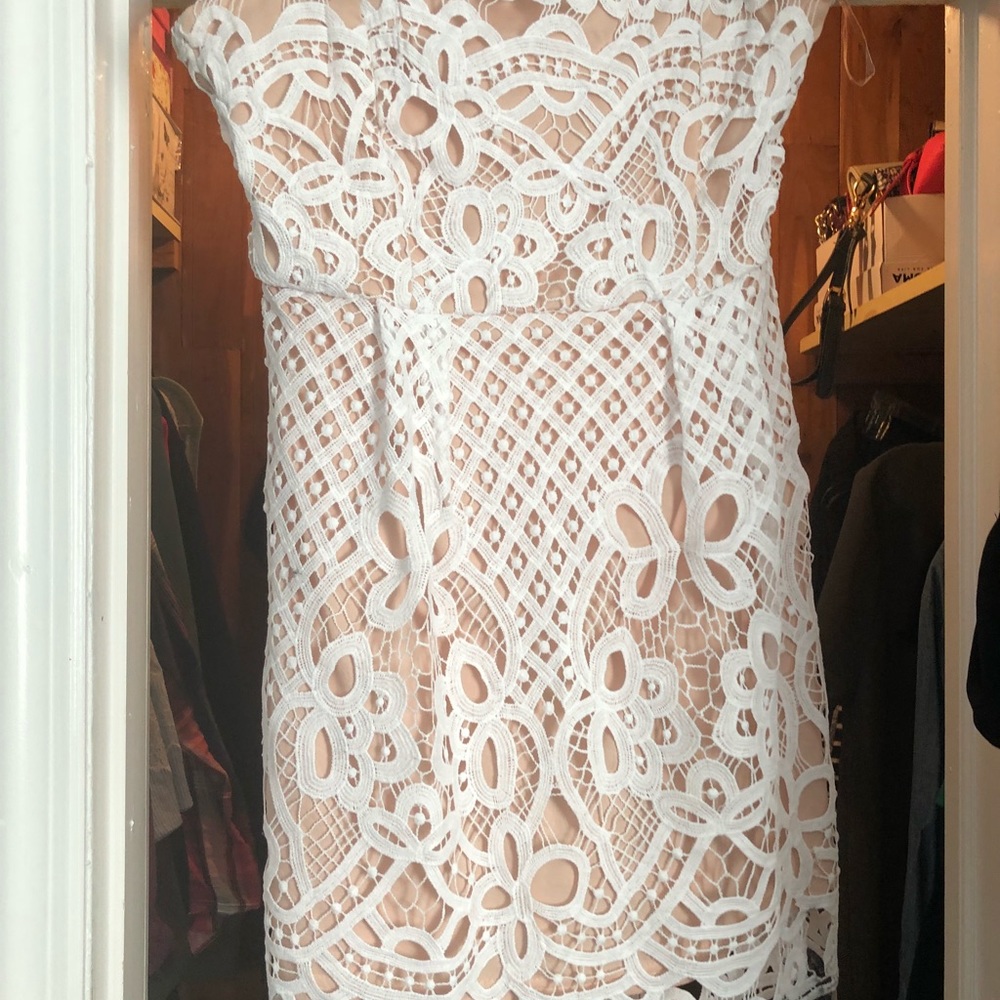 White and nude short dress